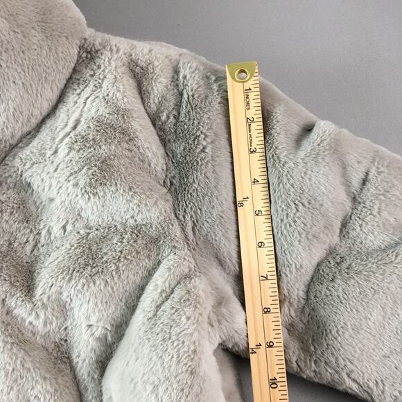 Abercrombie & Fitch Faux Fur Light Grey Women's Puffer Jacket Winter Coat Crop S - Picture 14 of 16